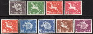 Switzerland Sc #9O1-9O9 Mint Hinged