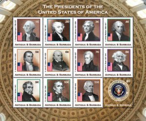 Antigua 2018 - U.S. PRESIDENTS WASHINGTON - POLK SHEETLET - Sheet of 12 - MNH