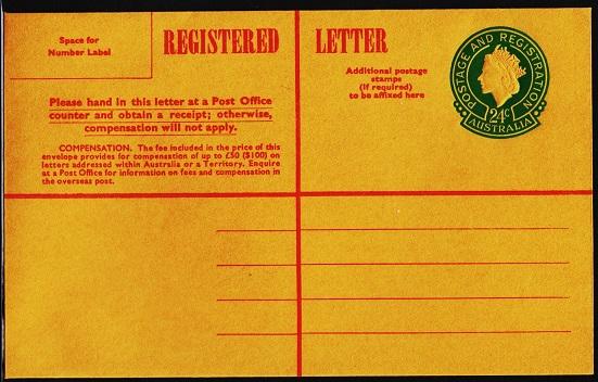 Australia. Registered Envelope(24c) Unused