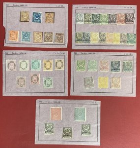 Turkey, 1865-1899, Lot of 44 Classic Mint Stamps Hinged on Old Approval Pages