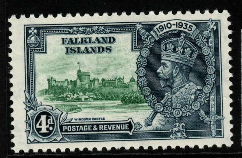 FALKLAND ISLANDS SG141 1935 4d SILVER JUBILEE MTD MINT