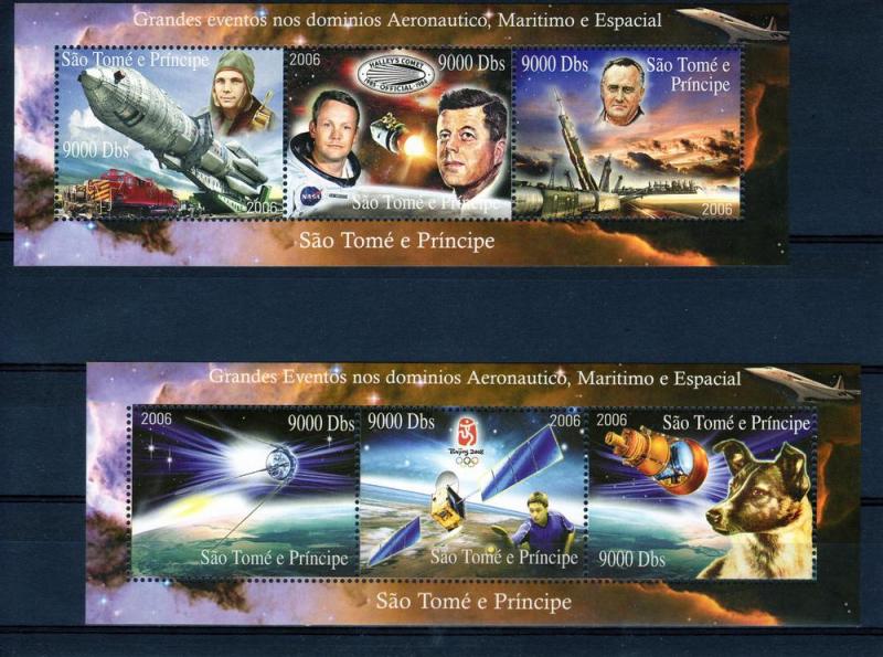 St.Thomas  2006 Gagarin/Halley's Comet/Kennedy/ 2 Sheetlets perforated MNH