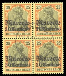 German Colonies, German Offices in Morocco #24 Cat$24+, 1905 30c on 25pf, blo...