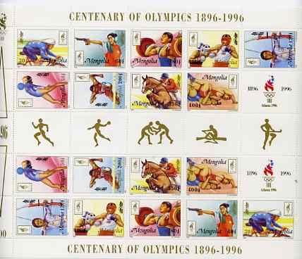 Mongolia 1996 Atlanta Olympics (Centenary) perf sheetlet ...