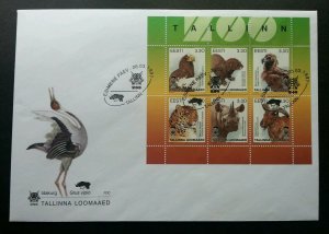 Estonia Zoo 1997 Wildlife Eagle Bird Leopard Cat Goat Crane Rhinocero (FDC)