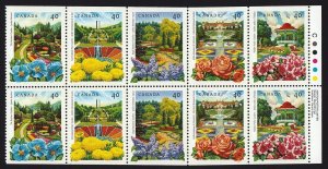 Canada 1991 #1315b = GARDENS = MNH Panel of 10 stamps from Booklet