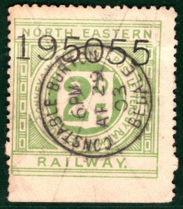 GB Yorks NER RAILWAY Letter Stamp 2d *CONSTABLE BURTON/ BEDALE* 1903 CDS SBW80