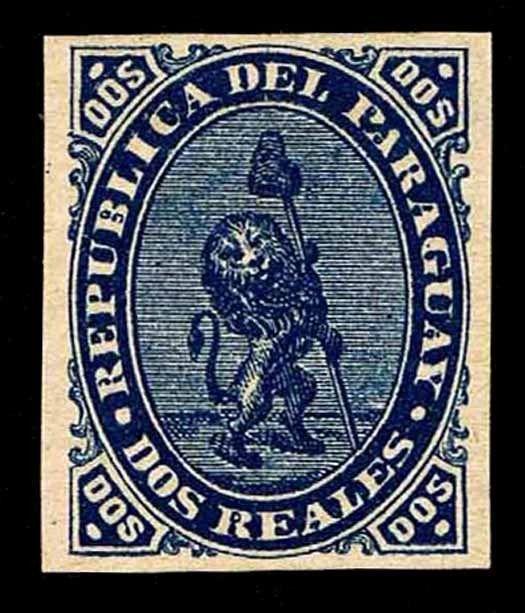 1870 PARAGUAY #2 COUNTERFEIT STAMP - NO GUM - VF  (ESP#1840)