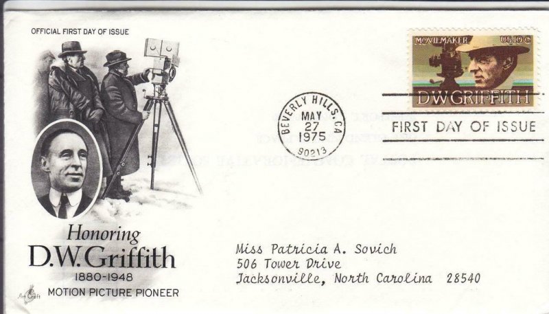 1975, Honoring D. W. Griffith, Artcraft, FDC (D15182)