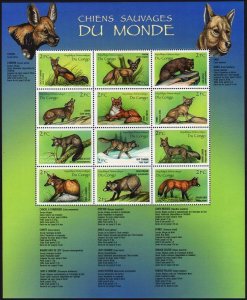 Zaire 1518 al sheet,MNH. Wild Canines,2000.