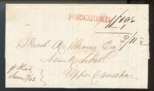 ?RARE Double Circle CROWN HALIFAX NS 2/11.5 to Upper Canada 1842 PB