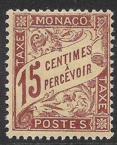 MONACO SGD33 1905 15c PURPLE ON CREAM POSTAGE DUE MTD MINT