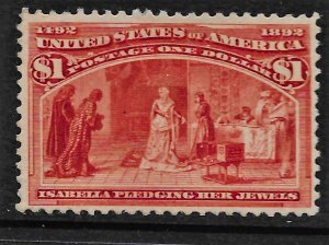 US 1893 Sc. #241, FVF HR, Columbian Exposition, Cat. Val. $1,000.00