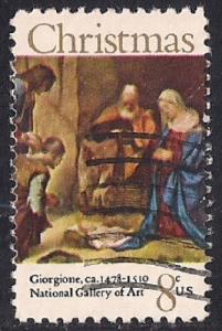 #1444 8 cent Christmas, Adoration (1971) stamp used VF