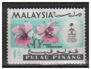 Malaysia Penang 1965 Scott 67 MH - 1c, Orchids & State Crest