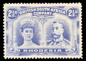 Rhodesia #104 Cat$27, 1910 2 1/2p ultramarine, hinged