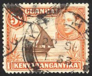 Kenya, Uganda, Tanzania Sc# 68 Used 1949 5¢ red orange & brown KGVI