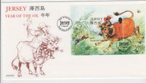 Jersey  1997 Year of the Ox Miniature Sheet  on FDC