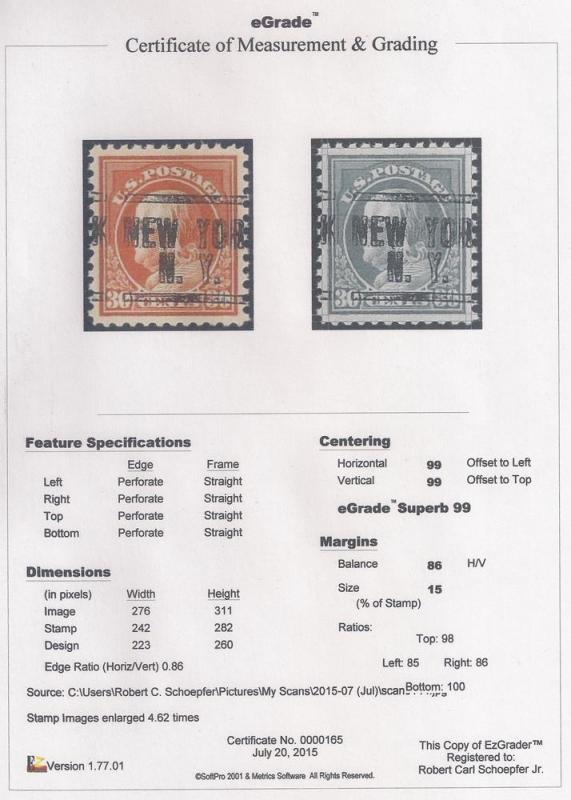 516 30 cents Precancel Franklin Stamp Mint OG NH SUPERB 99 XXF