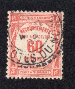 France 1927 60c red Postage Due, Scott J61 used, value = 50c