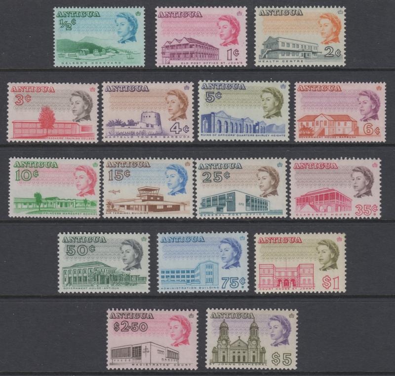 Antigua - Scott 167-182 - QEII Definitive Issue -1966 - MNH - Set of 16  Stamp