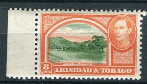 TRINIDAD; 1938 early GVI issue fine Mint hinged 8c. Margin value