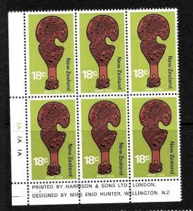 NEW ZEALAND  1970   18c   PICTORIAL   MNH   PLATE  BLK 6 #1A1A1A