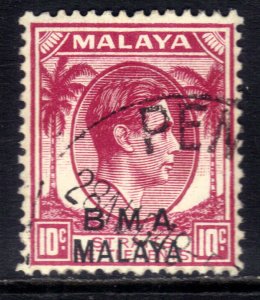 Malaya 1945 - 48 KGV1 10 ct  Purple BMA OVPT used Die 1 SG  8 ( K1495 )