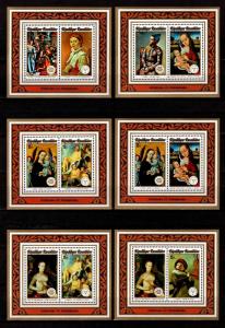 RWANDA - 1974 - ART - PAINTINGS - STOCKHOLMIA ++ 6 X MINT - MNH S/SHEETS!