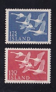 Iceland    #298-299   MNH   1956   nordic issue   whooper swans