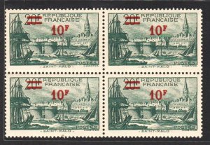 France 1940 Port of St. Malo with Surcharged (10F, B/4) VF MNH CV$9