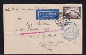 Germany May 1929, Zeppelin , Flight Cover '' Friedrichshafen  to Ne...