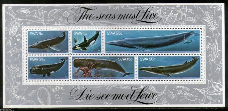 South West Africa 1980 Killer Whale Marine Life Animals Sc 442a M/s MNH # 18175