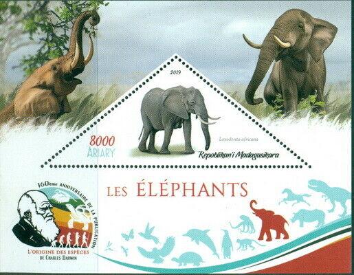 ELEPHANTS ANIMALS FAUNA CHARLES DARWIN MADAGASCAR 2019 MNH STAMP SET 4 SHEETS