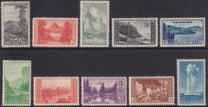 Sc# 740 / 749 U.S.1934 National Parks complete perf set MNH CV $15.95 Stk #7