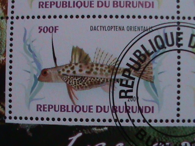 ​BURUNDI-2009- COLORFUL LOVELY BEAUTIFUL TROPICAL FISHES CTO SHEET VF-NO.2