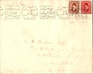 Egypt 5m and 10m King Fuad 1934 Cairo to London, England.  Light stains.  EUR...