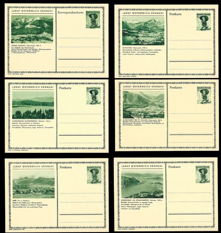 AUSTRIA (120) Scenery View Green 1 Shilling Postal Cards c1950s ALL MINT UNUSED