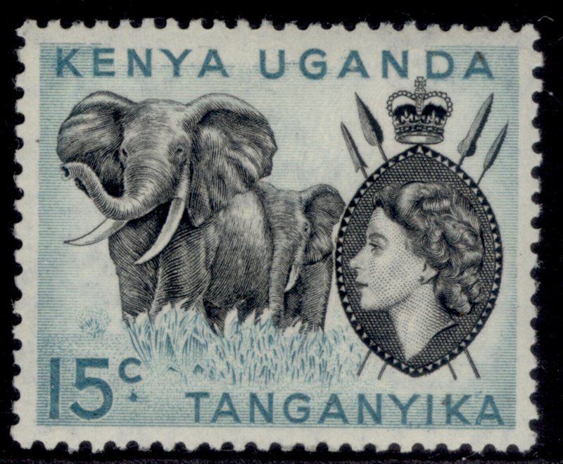 KENYA UGANDA TANGANYIKA QEII SG169a, 15c black & light blue, M MINT. 