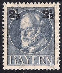 Bavaria #115 2 1/2 on a 2PF Stamp used EGRADED VF 81