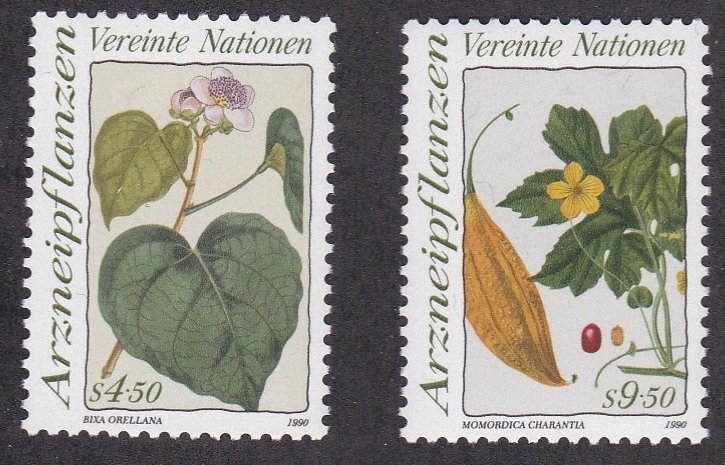 United Nations - Vienna # 101-102, Medicinal Plants, NH, 1/2 Cat.