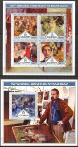 Solomon Islands 2017 Art Paintings Edgar Degas Sheet + S/S MNH