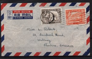 Aden 1939 2A & 8A KGVI on cover to England WS36781