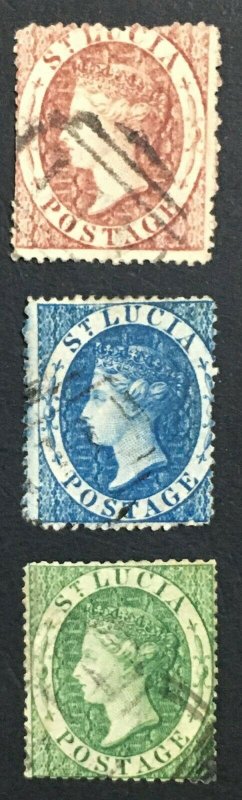 MOMEN: ST LUCIA SG #1-3 1860 STAR USED £415 LOT #61594