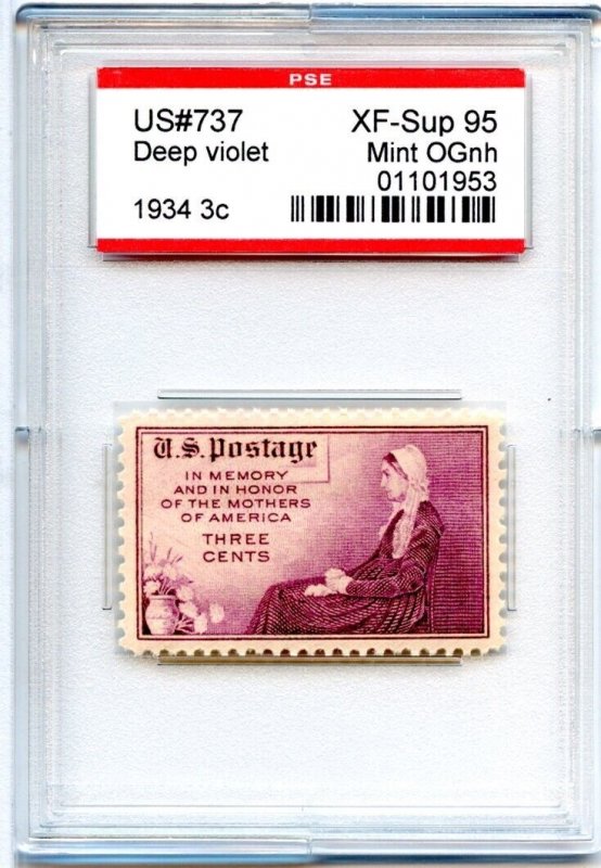 US SCOTT #737 MINT-XF-SUP-OG-NH GRADED 95 PSE ENCAPSULATED SMQ $40 (8/14/24 GP)