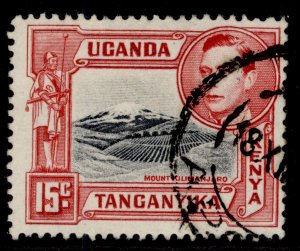 KENYA UGANDA TANGANYIKA GVI SG137a, 15c black & rose-red, FINE USED. P 13¾x13¼