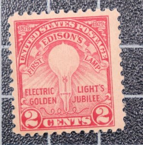 Scott 654 2 Cents Edison First Lamp - MNH - Nice Stamp - SCV $1.10 