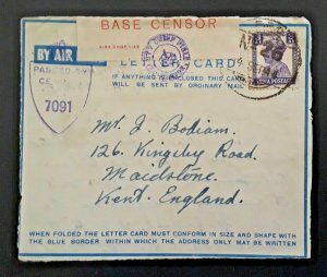 1944 Ansariya Lebanon To Maidstone England Military Censor Airmail Cover