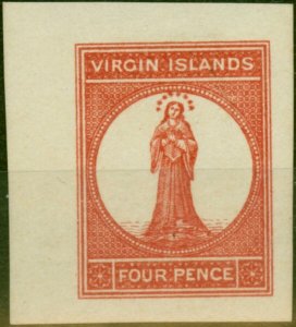 Virgin Islands 1887 4d Chestnut SG35 Imperf Proof on Wove Paper Fine & Fresh ...