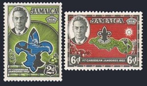 Jamaica 150-151 bl.4, MNH. George VI. Caribbean Boy Scout Jamboree, 1952. Map.